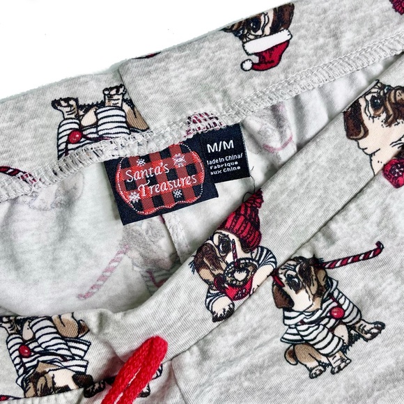 Holiday Pug Pajama Pants ❅ Santa Reindeer - Picture 2 of 5